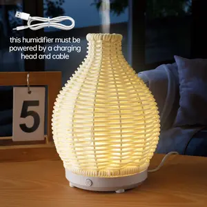 80ML USB Handwoven Rattan Warm Light Aroma Diffuser, Aromatherapy for Home, 20m Room Size, Relaxing Atmosphere, Ideal for Home Office Use