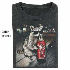 [Flashsale up to 70%]Vintage Raccoons Dr Pepperr T-shirts, Funny Meme Genz Dank Raccoons, Trendy Shirt, Animal Meme Graphic Tee, Gift for Men, Women, Women funny shirts for women, Womenswear Cotton Top Streetwear
