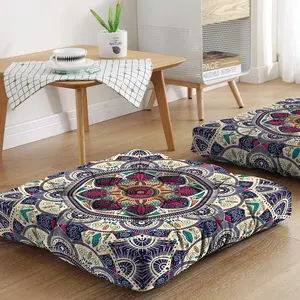 Boho Meditation Cushion Mat, Meditation Pillows for Sitting on Floor, Square Floor Pillow Seating for Yoga Suitable for Home and Outdoor 22'' x 22''