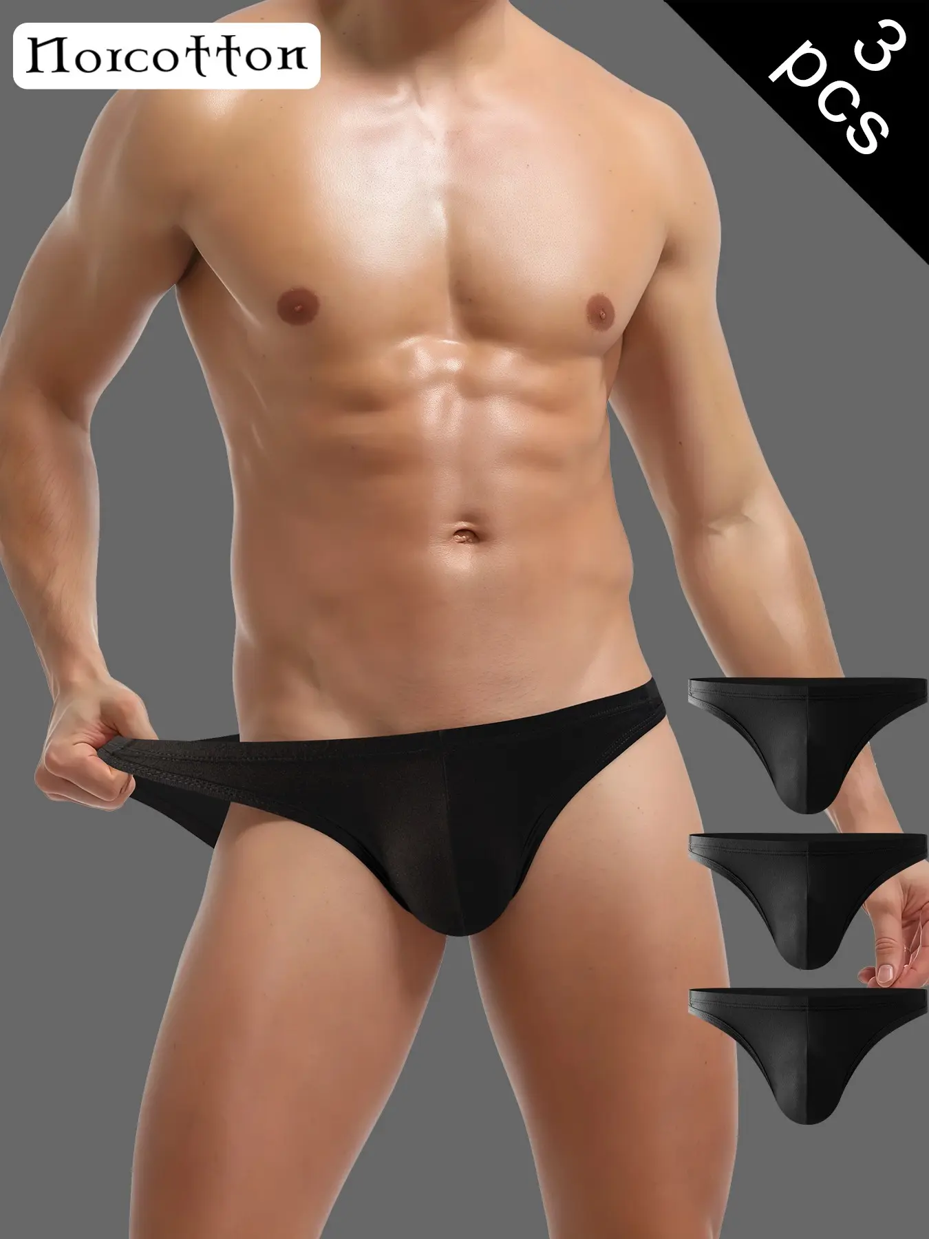 Men's Modal Triangle Underwear Set, Sexy Slim Fit Comfortable Plain Design, Soft Stretch Briefs, Stretchy Underwear, 3-Pack All Season Men's Panties, Underwear All Seasons