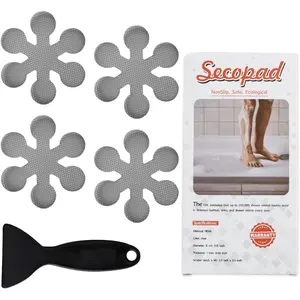 Bathtub Stickers Non-Slip, 36 PCS Grey Safety Shower Treads Adhesive Appliques with Premium Scraper