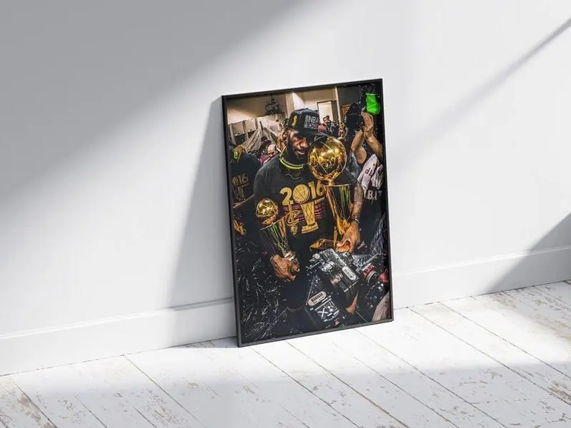 Lebron James championship poster, NBA Cavaliers  wall art print, iconic sports poster