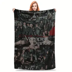 The Vampire Diaries Themed Blanket - With Characters Image, Machine Washable, Suitable for Sofa, Bed, Travel and Camping, Home Decor
