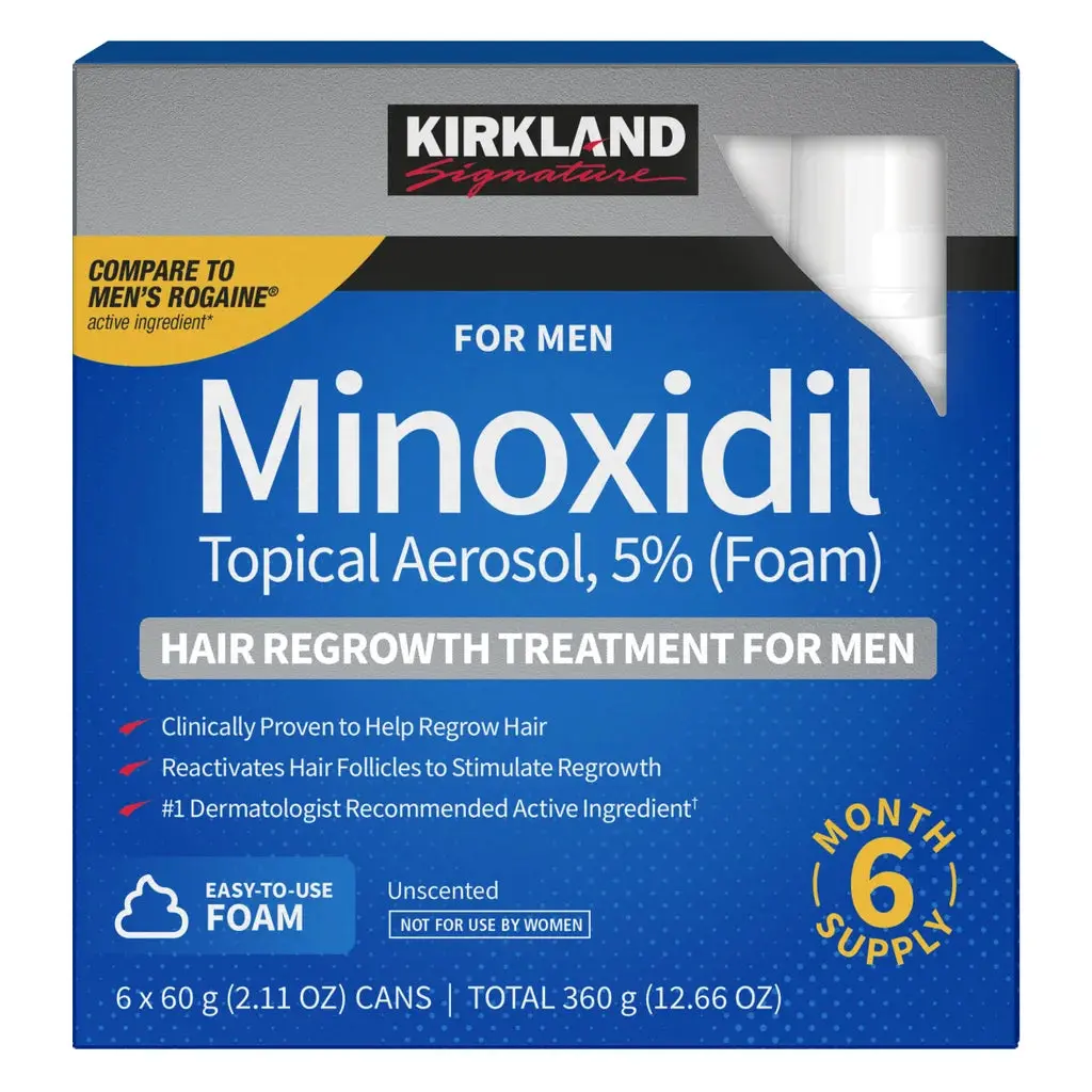 Kirkland Minoxidil Topical Aerosol 5% Foam - Hair Regrowth Treatment 6 x 2.11 OUNCE (total 12.66 oz)