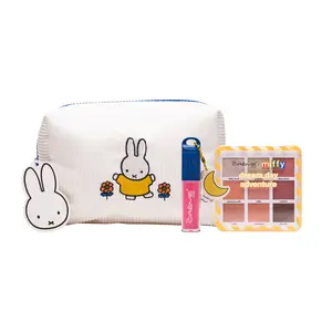 The Crème Shop x Miffy Total Makeup Bundle: Travel Bag, Eyeshadow Palette & Tinted Lip Oil Set - Exclusive Hydrating Friend, Cruelty-Free, No Alcohol Glossy Moisture