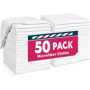 White Microfiber Towels- 50 Pack, Microfiber Cleaning Cloths Bulk, Microfiber Towels for , Cleaning Rags (12x12 inches)