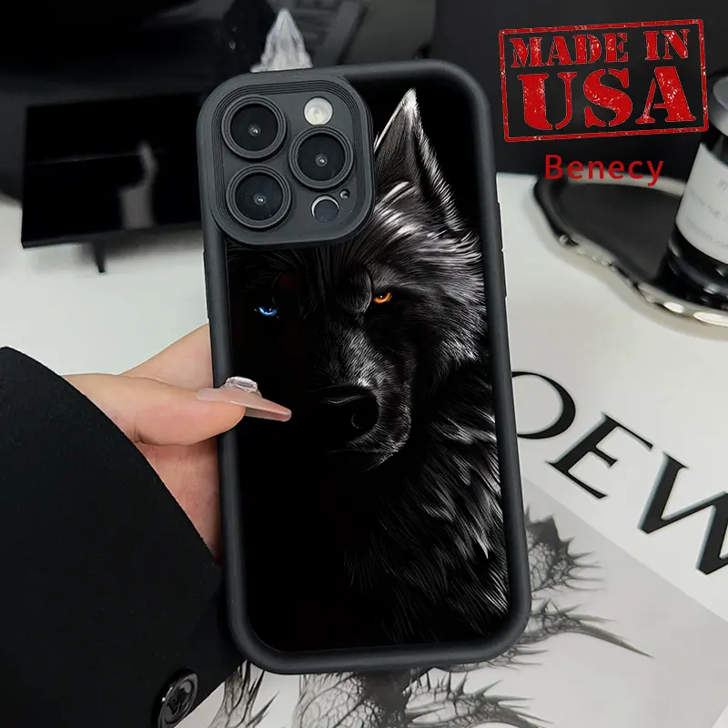 Domineering Wolf Phone Case for iPhone 16 15 14 Pro Max 13 12 11 XR XS Plus E Shockproof Drop Protection Rugged Durable Silicone Cover Cellphone Protective