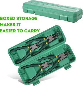 Professional spring clip pliers set with storage box — durable retaining ring removal tool, suitable for bearings, gears, and more