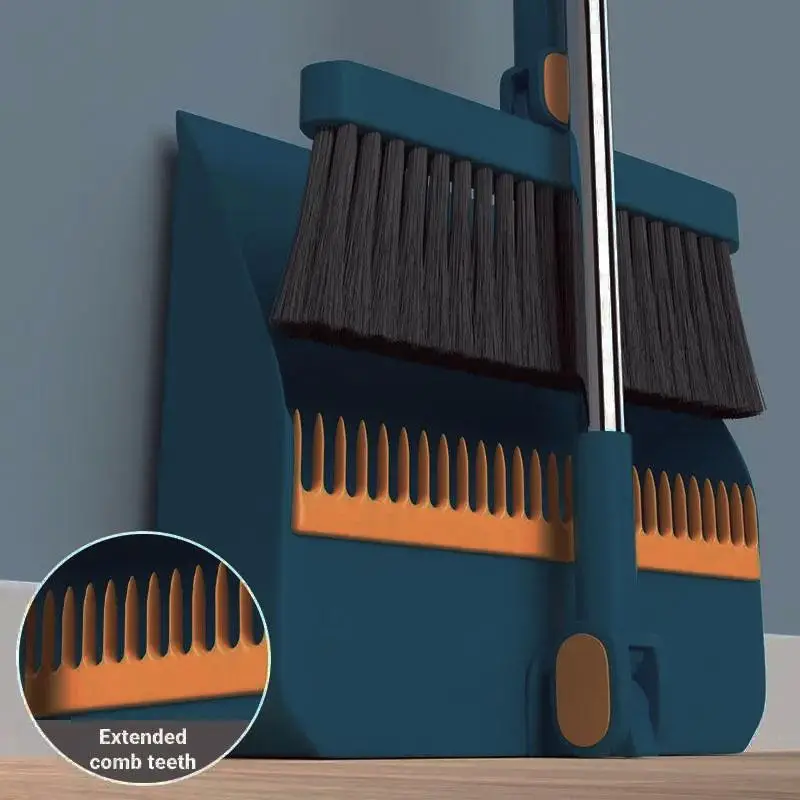 Long Handle Broom & Dustpan Set, 2 Counts Household Foldable Mop Brush Combo, Home Care Supplies for Kitchen, Bathroom, Living Room