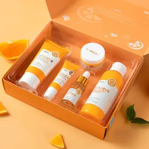 Vitamin C Skincare Set, Facial Cleanser & Toner & Serum & Cream & Eye Cream, Moisturizing Skin Care Kit for Women & Men