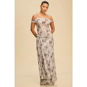 Off-Shoulder Stretch Maxi Dress