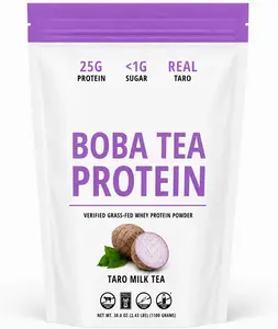 Taro Milk, 25g Grass-Fed Whey Protein Isolate Powder, Natural Energy Coffee Replacement, Gluten-Free & Soy-Free Bubble Tea Drink, Real Ingredients, 25 Servings