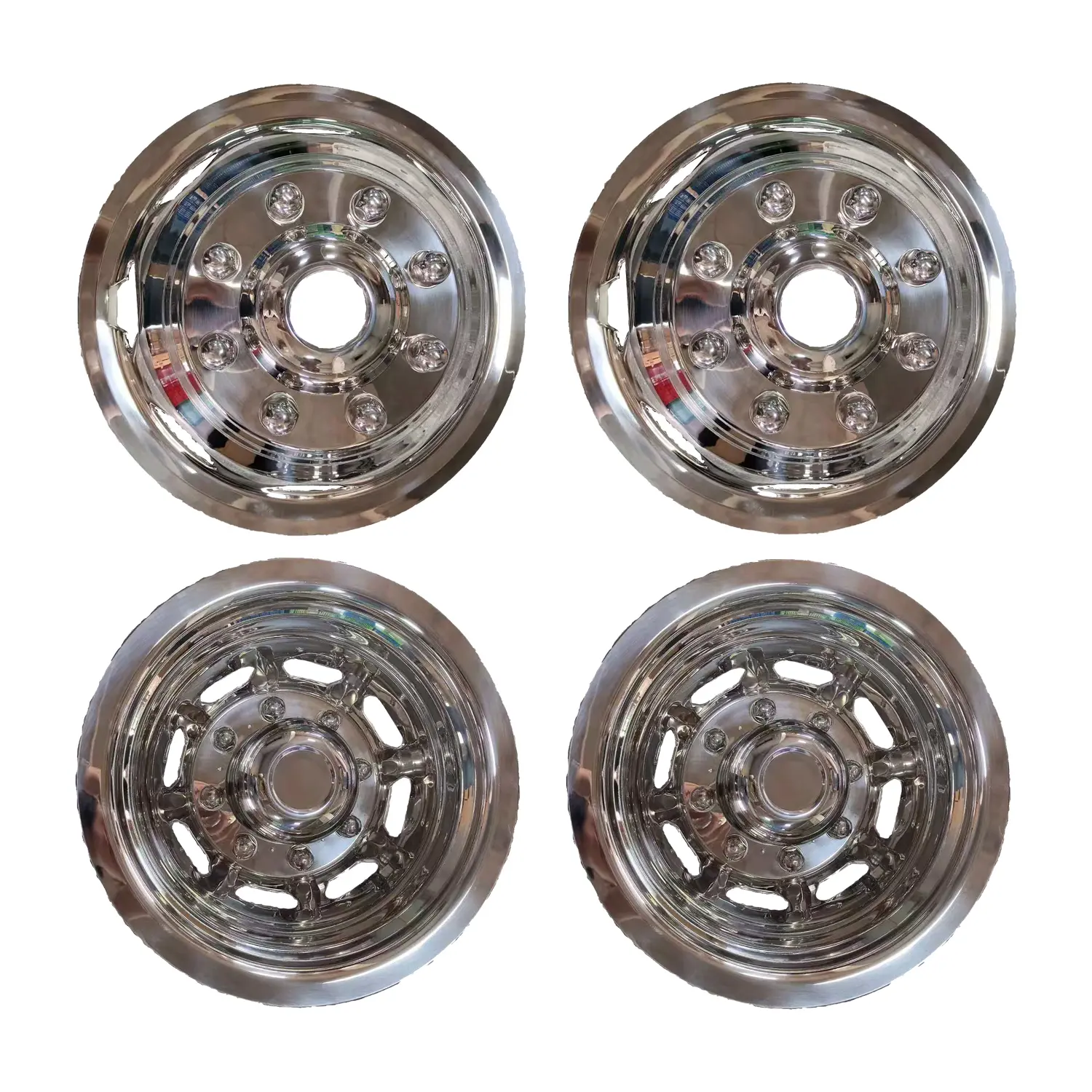 2008-2025 Ford F350 17'' 8 Lug 7 Hand Holes Stainless Steel Dual Wheel Simulator Snap on