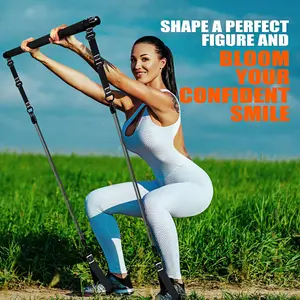 Multifunctional Pilates Bar Set for Home Gym, Home Pilates Equipment, Men & Women Strength Training, Arm & Leg Slimming, Durable Resistance Bands, Latex Fabric