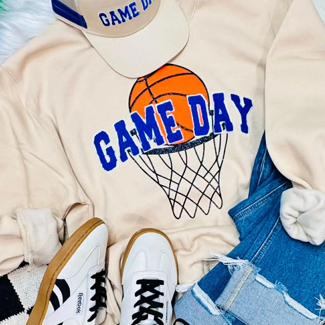 Basketball Game Day Fluffy and Glitter Patch