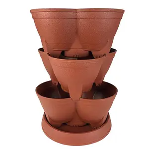 The HC Companies Stack-A-Pots Stackable Planter, Brick, 30 Quart Capacity