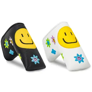 Golf Putter Cover, Floral Prints, Smiling Flower Style, Durable Materials, Easy to Use, Suitable for Outdoor Enthusiasts, Unisex Accessory