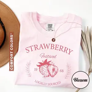 Comfort Colors® Strawberry Vintage Shirt, Strawberry Festival Cottagecore Shirt, Strawberry Comfort Colors® Tee, Summer Fruit Strawberry Tee