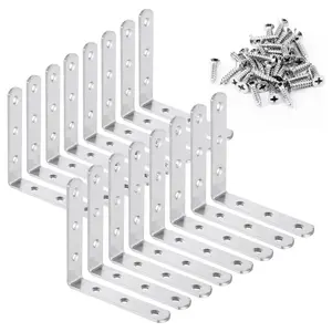 Stainless Steel Shelf Bracket, L-Shape Corner Support, Wall Mounted, Strong Load Capacity, Includes Screws, for Wooden Shelves, Mounting Brackets