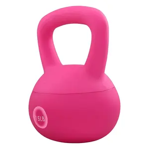 Fitvids Soft Kettlebell Ergonomic Grip, Iron & Sand Filled, 15 Pounds, Pink