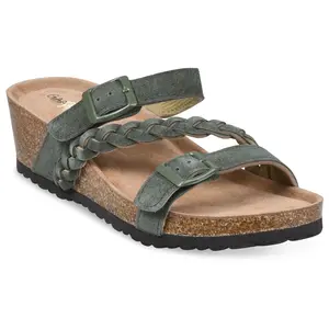 GaaHuu Womens Leather Braided Wedged Sandal