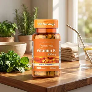 Puritan’s Pride Vitamin K 100 mcg Supplement, 100 Tablets 100 Day Supply, Supports Bone Joint & Blood Clotting Health, High Quality Daily Dietary Supplement Made in USA