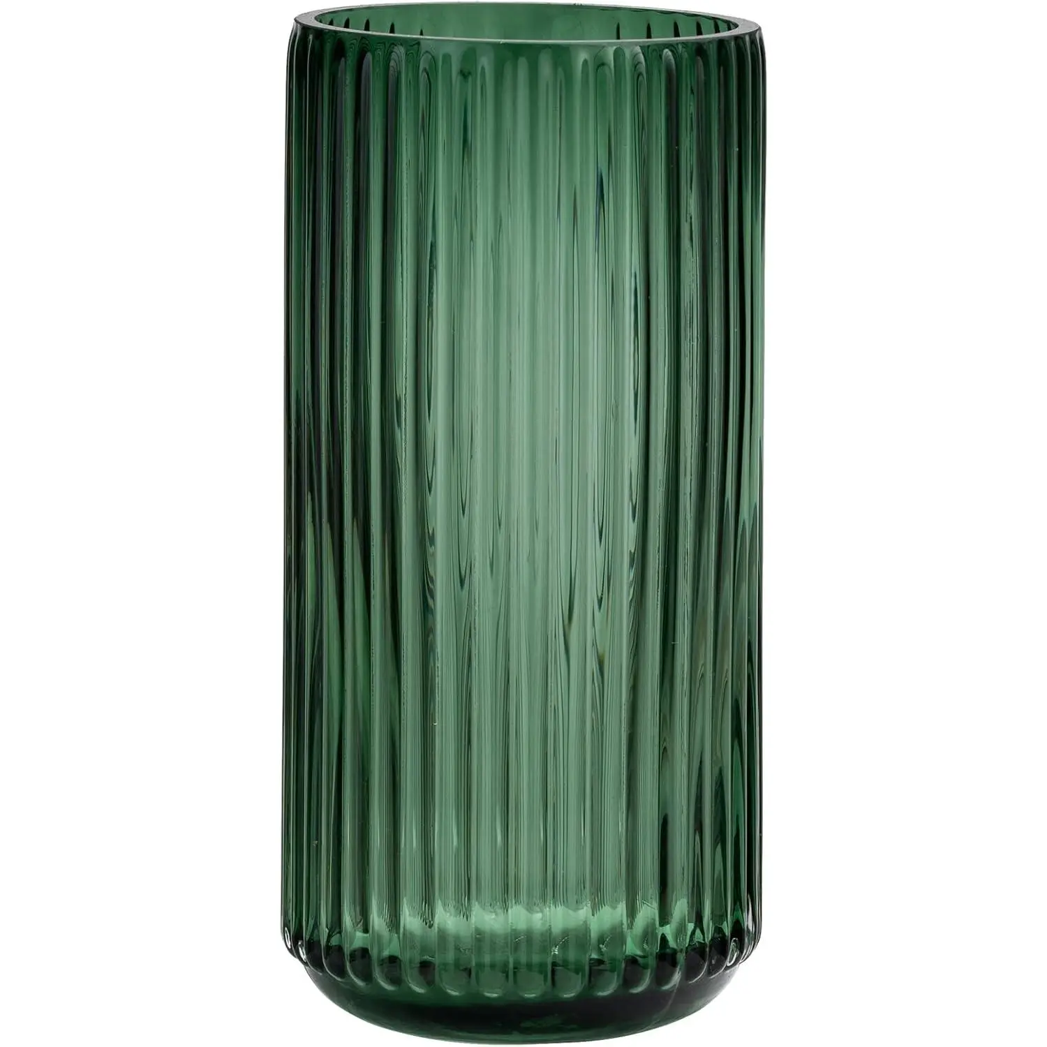 7.5 in Green Thick Glass Flower Vase - Amber Accent Home Decor Vase for Bookshelf, Dinner Table, Home Christmas Decoration