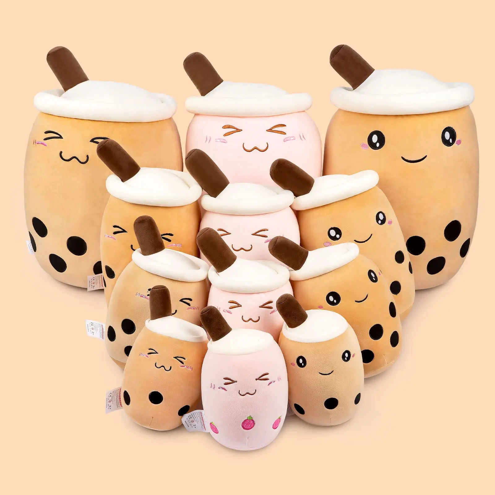 Niuniu Daddy Stuffed Boba Plushies Squishy Bubble Tea Plush Toy Pillow Cute Milk Tea Adorable Cuddle Pillow Stuffed Toy Great Gift for Christmas
