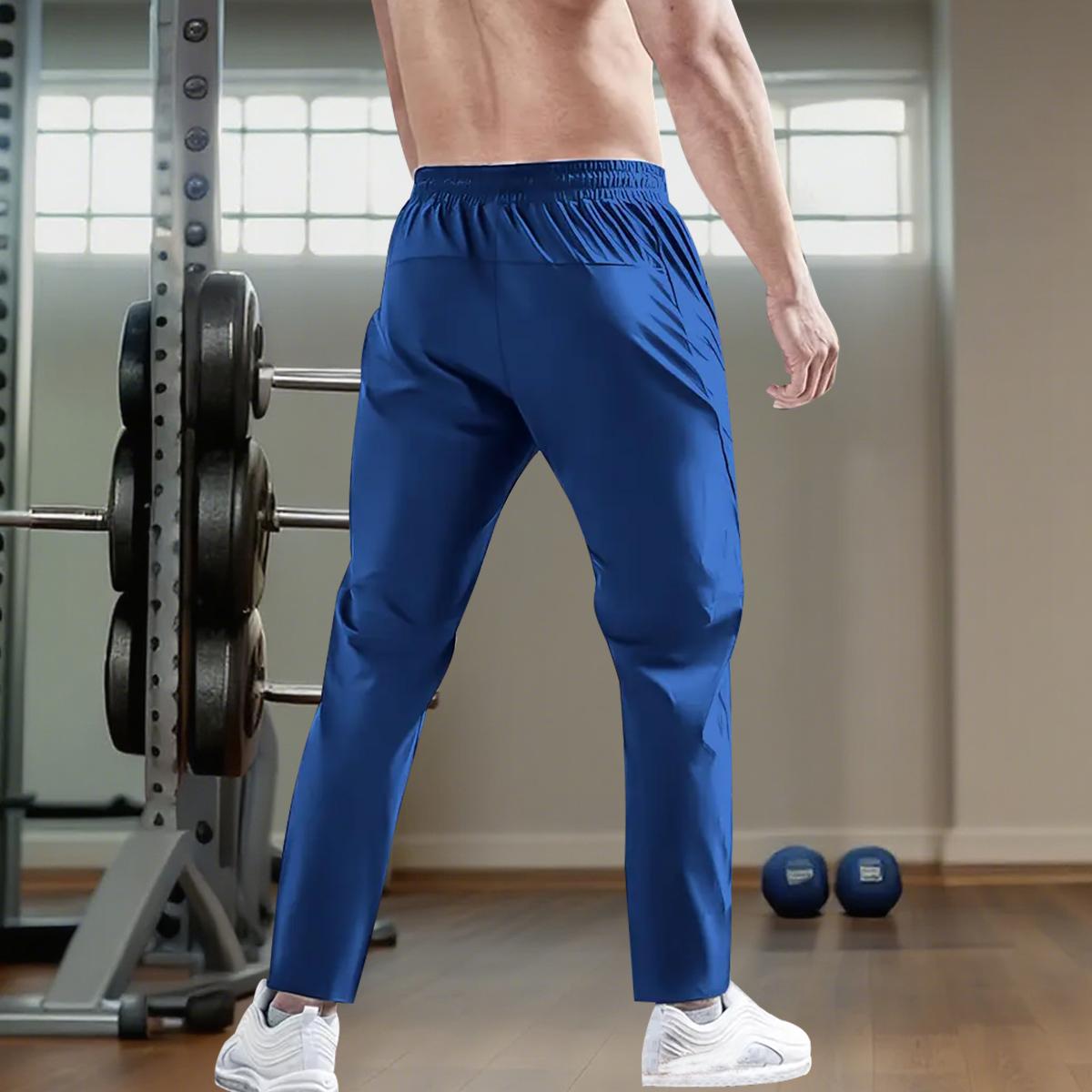 Men's Three-Piece Ice Silk Jogging Pants - Breathable - Stretchy Sports Trousers with Zippered Pockets - Suitable for Running, Fitness, and Outdoor Activities - Running Gear - Casual Sportswear - High Elasticity