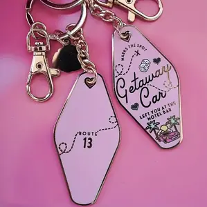Pink Getaway Car Motel Keychain, Key Accessories, Vintage Motel Room Keychain, Car Accessories, Car and Truck Keychains, Gifts for Her, Hot Girl Summer, Flower Keychain, House Keys, Car Keys
