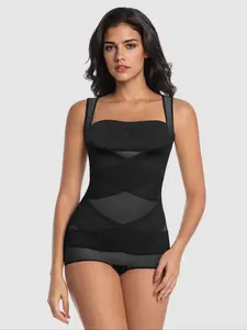 Women's Shapewear Bodysuit with Cross Straps, Tummy Control, Flat Belly, Comfortable Elastic Shoulder Straps, Waist and Abdomen Support, Compress Shapewear, Tummy Tuck Garment