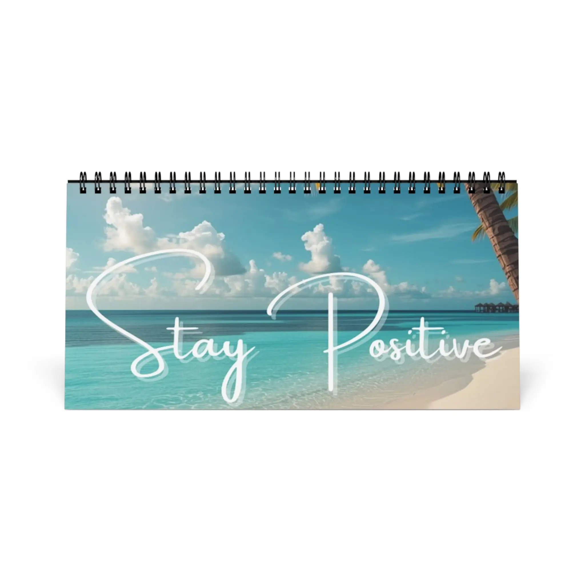 Desktop Calendar - 'Stay Positive' Tropical Beach Motivational Planner