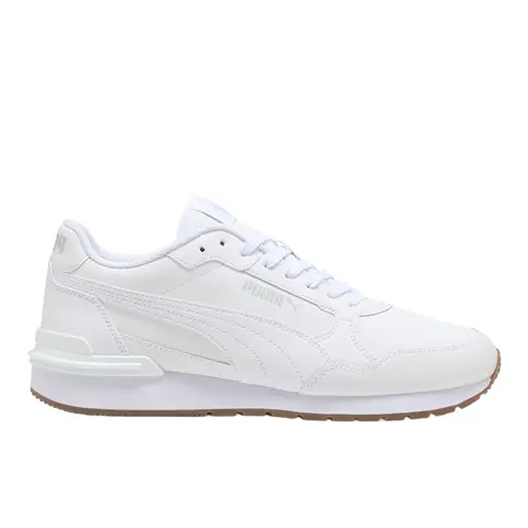 PUMA Mens St Runner V4 Leather Lace Up Sneakers Shoes Casual - White