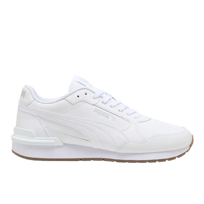 PUMA Mens St Runner V4 Leather Lace Up Sneakers Shoes Casual - White