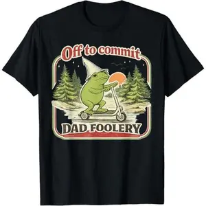 Off To Commit Dad Foolery Frog Retro Funny Father Humor T-Shirt Tshirt Menswear