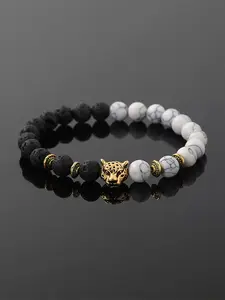 Handmade Turquoise Volcanic Stone Leopard Head Beaded Bracelet, Fashion Vintage Jewelry for Men & Women, Perfect Gift Idea, Exquisite Bracelet, High Quality Bracelet