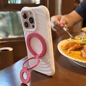 Dual-Sided Magnetic Phone Stand, Freely Foldable Ring Holder Kickstand in Fun Colors, Compatible with MagSafe Phone Bonus DIY Stickers Included