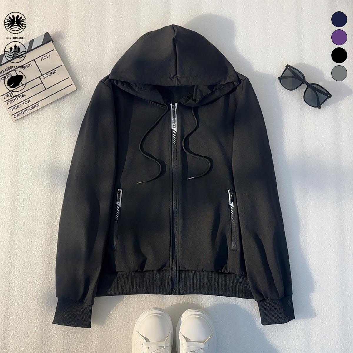 2-pack women’s casual hooded sweatshirt cardigan set, lightweight women’s outerwear, solid color, suitable for outdoor sports and casual wear, womenswear