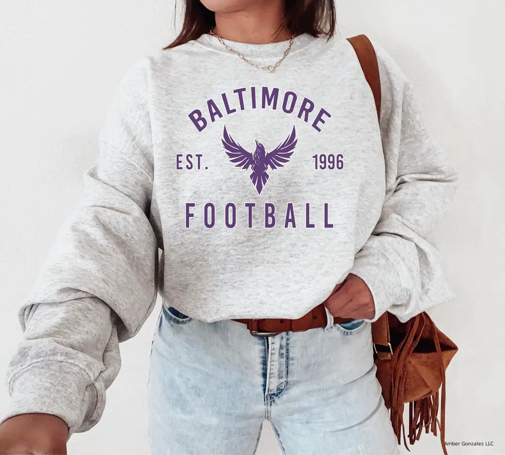 Baltimore Rave Football Crewneck Sweatshirt \ T-Shirt , Baltimore Football T-Shirt, Ravens Shirt, Baltimore Fan Gift, Ravens Sweater