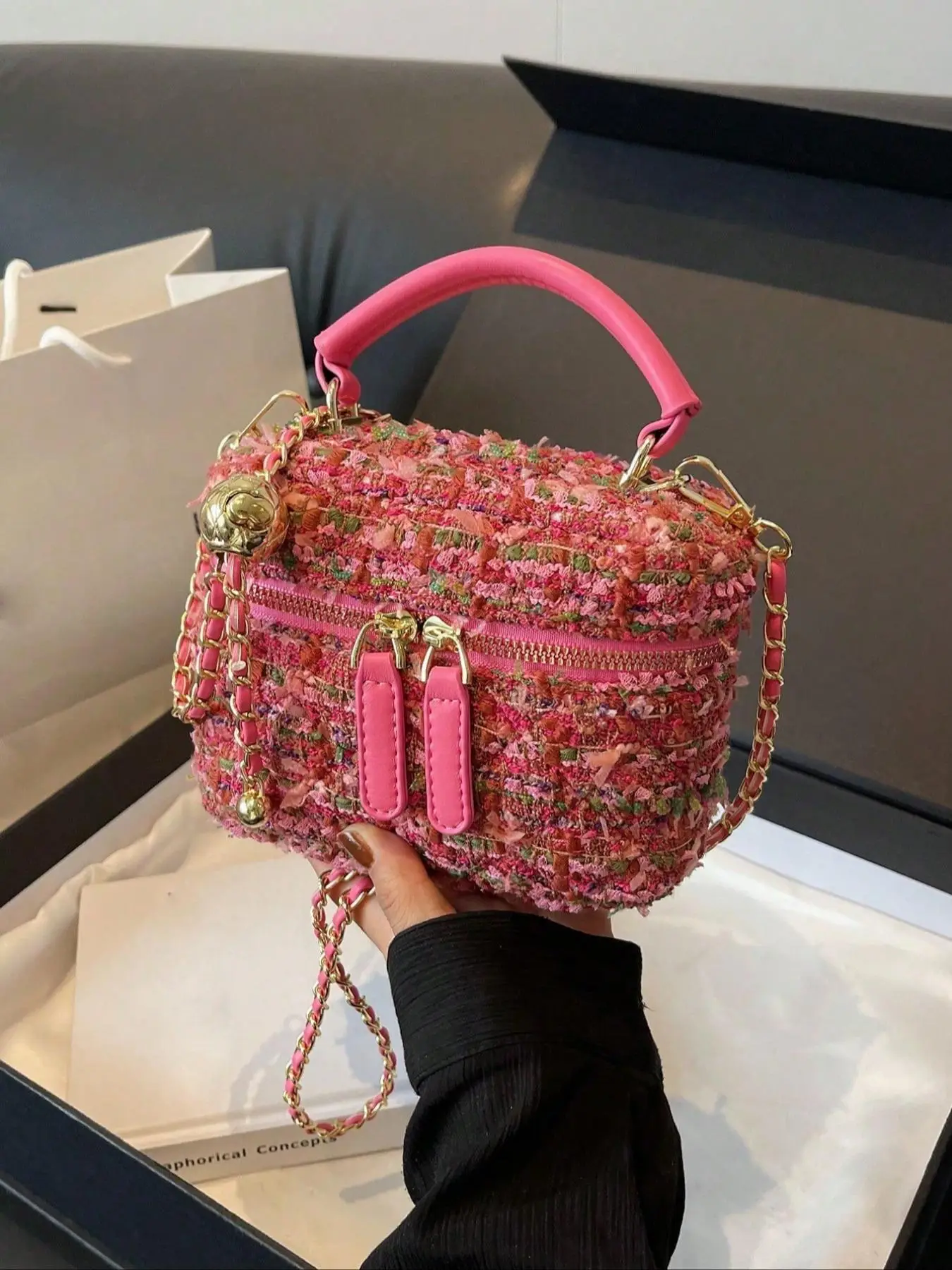 Women's Elegant Minimalist Retro Handbag, Fashionable Chain Strap Crossbody Bag for Daily Life, Casual Trendy Versatile Bucket Bag for Women & Girls