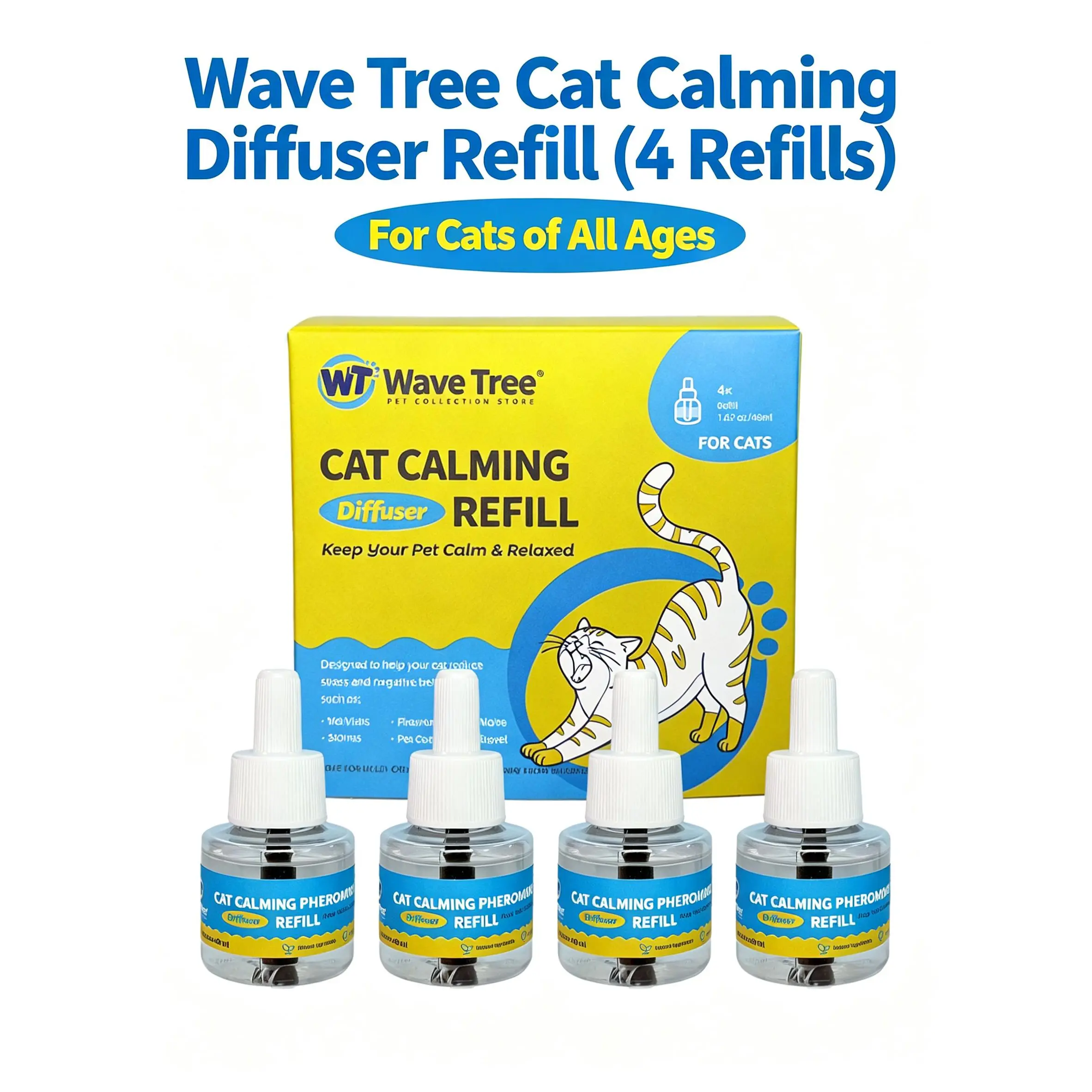 Cat Calming Pheromone Diffuser Refills - 4 Refill Bottles Value Pack | 120-Day Supply | Helps Support Cats’ Calm Behavior During Stress, Scratching & Spraying | Long-Lasting Calming Support for Cats | DealsForYouDays