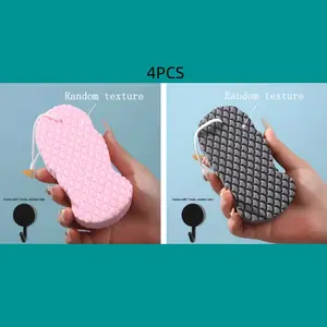 4-Piece Bath Sponge Set, Exfoliating Soap Sponges for Dead Skin Removal, Reusable Soft Massage Sponges, Ideal Replacement for Shower Mitts