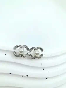 New Letter Earrings Set, High-End Luxurious Pearl Embellished Studs, Trendy French Elegant Design, Perfect for Women, Zircon Stud Earrings