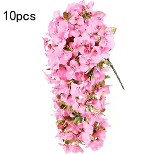 10pcs Spring Artificial Bougainvillea Flowers, Fade-Resistant Home Decor, Outdoor Indoor Use, Wedding Easter Festival Decoration