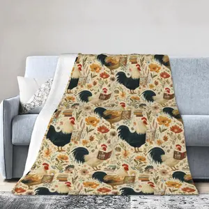 Flannel Blanket | Rooster Throw Blanket Soft Cozy Warm Blanket Women Men Throw For Couch Bedroom Home Decor | Gift Blanket / All Season