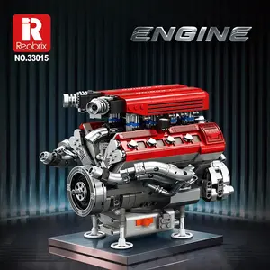 1101PCS Formula Racing Engine Building Blocks V8 Engine Model Technology Bricks Desktop Ornament Kids Holiday Gifts DIY Toys