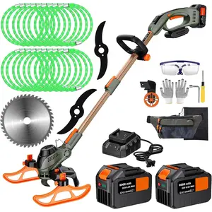 13" Electric Weed Wacker, 4 in 1 Cordless String Trimmer/Lawn Edger/Lawn Mower/Brush  with Steel Gears, 2x21V 6.0Ah  & Charger, 5.2 LBS Lightweight Grass Trimmer for Yard Garden