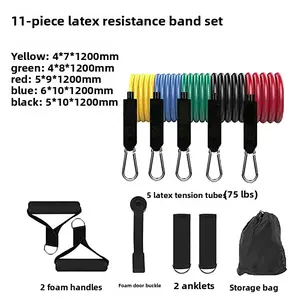 11-piece set of muscle building and shaping strength training 75 lbs 100 lbs 150 lbs latex puller