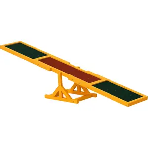 Wooden Dog Agility Seesaw for Training and Exercise, Platform Equipment Run Game Toy, Weather Resistant Pet Supplies, 71" L x 12" W x 12" H, Natural
