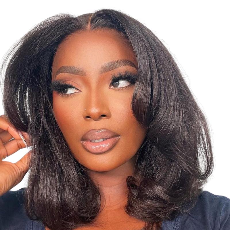 【Upgraded】Nadula Yaki Bob Drawstring Put On & Go Human Hair Glueless Wig 180% Density Pre-Cut Lace Natural Scalp TikTokShopStockUp